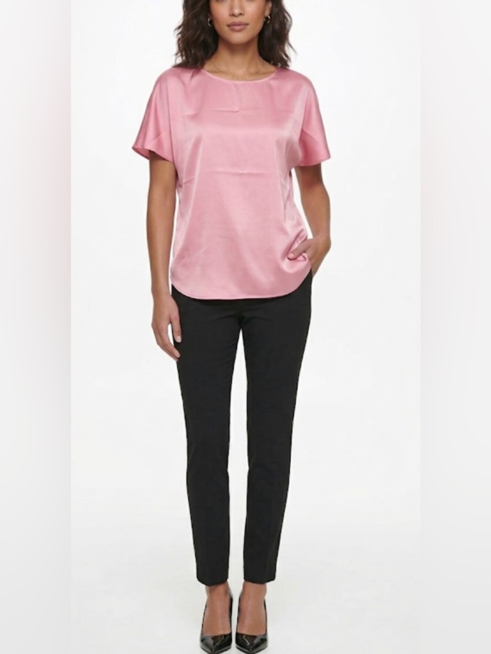 Anne Klein Pink Silky Blouse Top Size S